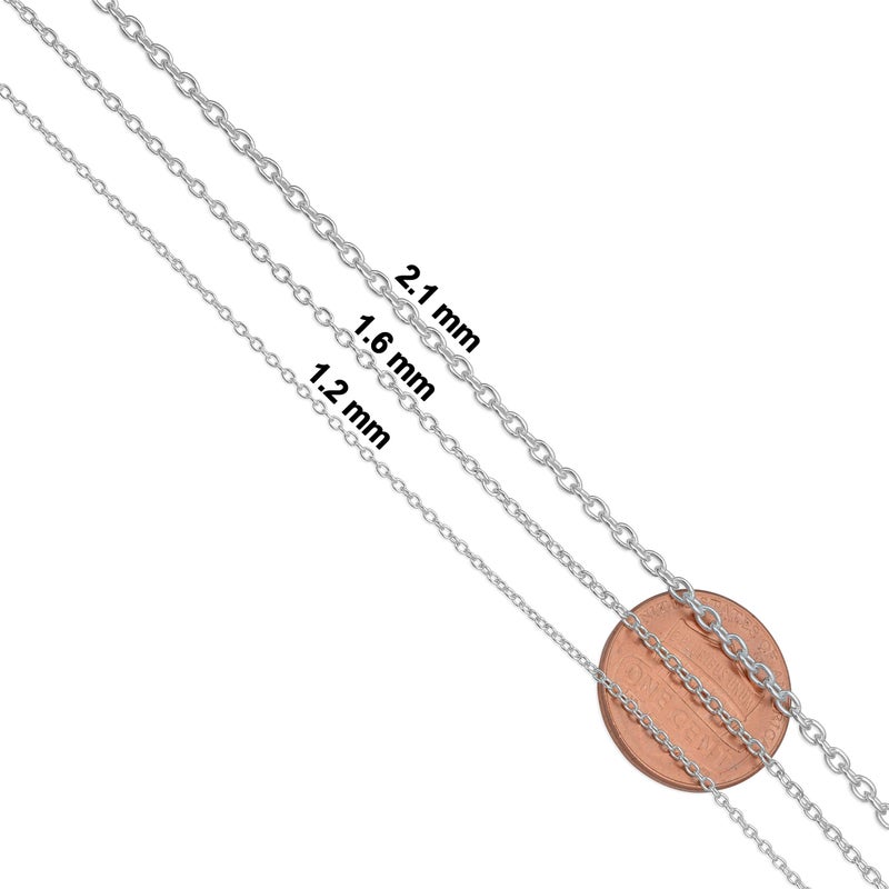 Kooljewelry قلادة سلسلة كابل فضية استرلينية دائرية (1.2 مم، 18 بوصة) - Image 2
